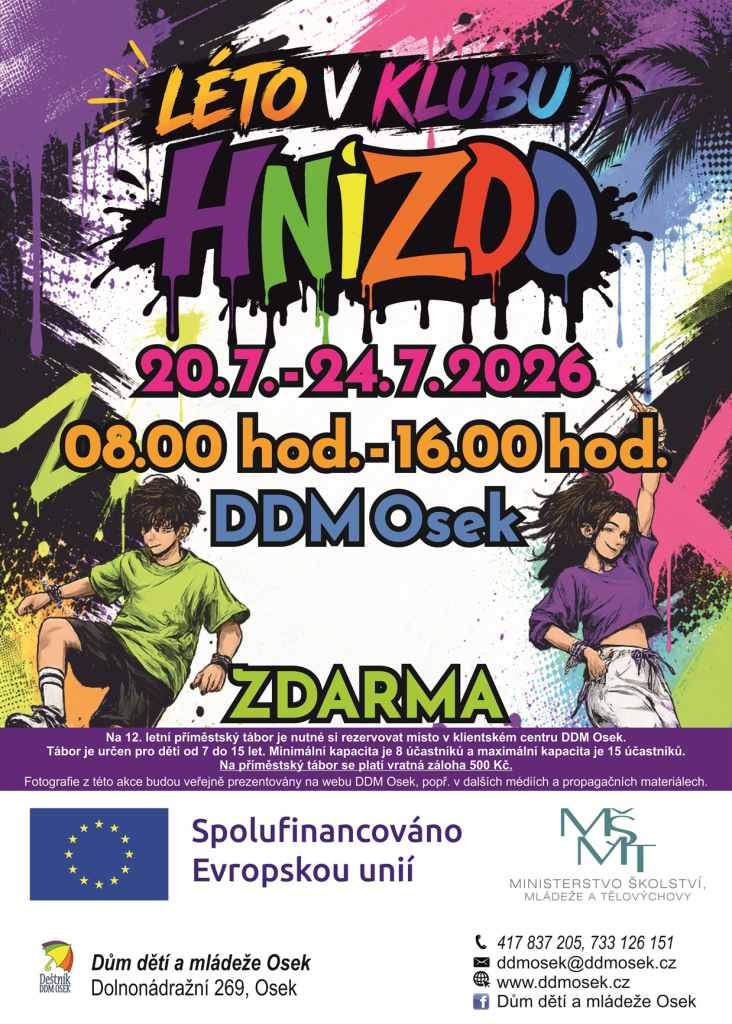 12. letní příměstský tábor - letní klub Hnízdo
